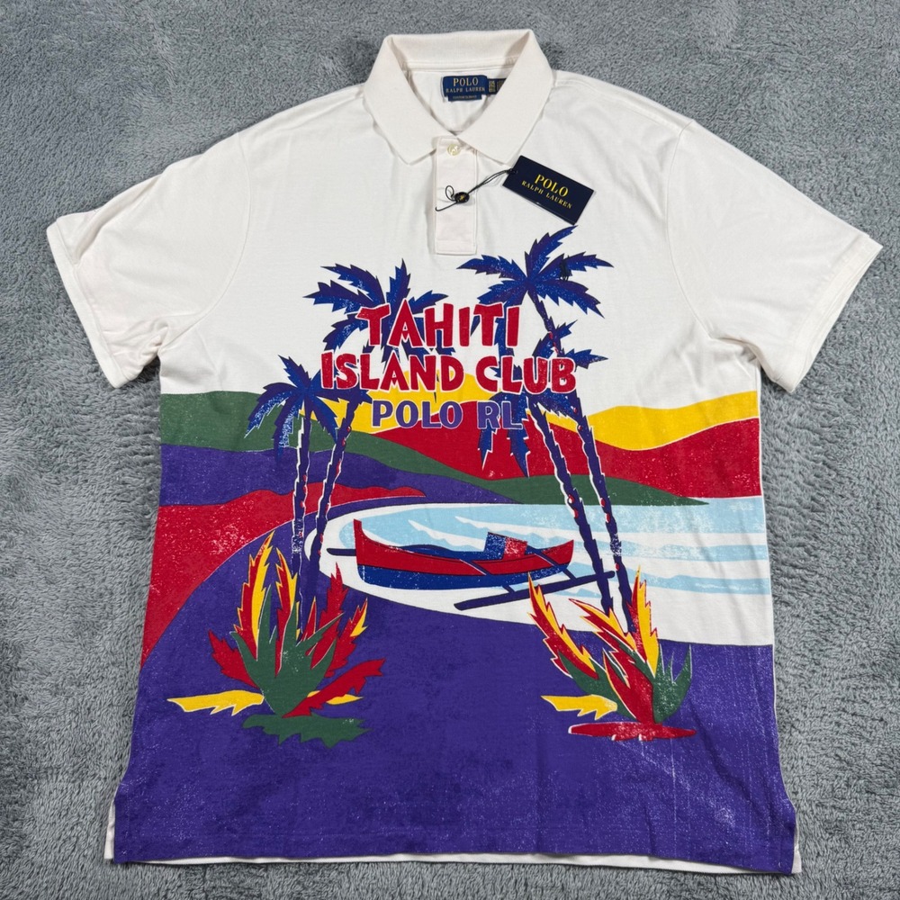 NWT‎ Polo Ralph Lauren Tahiti Island Club Polo Shirt Mesh Hawaiian Colorful 2XL